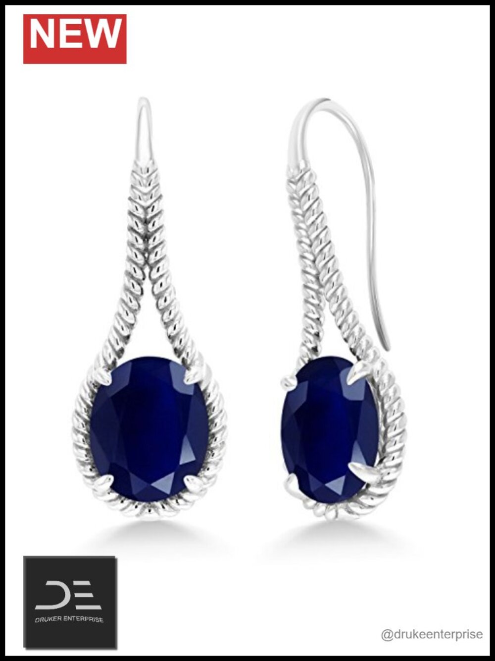 Sterling Silver French Wire Oval Drop Earrings - Birthstone Jewelry for Women